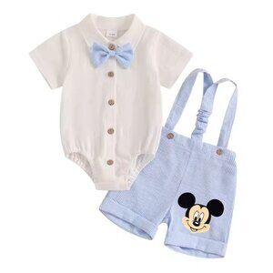 Mickey Mouse outfit Boy First Birthday Outfit Mickey Mouse Clothes Suspenders